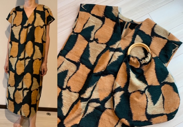 着物リメイク簡単Ｖネックのフレンチスリーブワンピースの作り方 | 古布とアンティーク着物を今